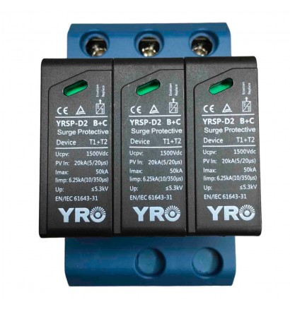 Обмежувач перенапруги YRO-YRSP-D2 1500VDC/3P (T1+T2)