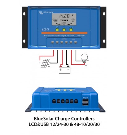 Контролер заряду Victron Energy Bluesolar PWM-LCD&USB 12/24V-5A (5А, 12/24 В)